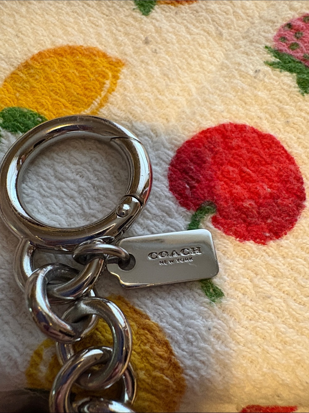 Coach Black Leather Winking Emoji Bag Charm/Keychain with Purple Heart Eye - Picture 3 of 6